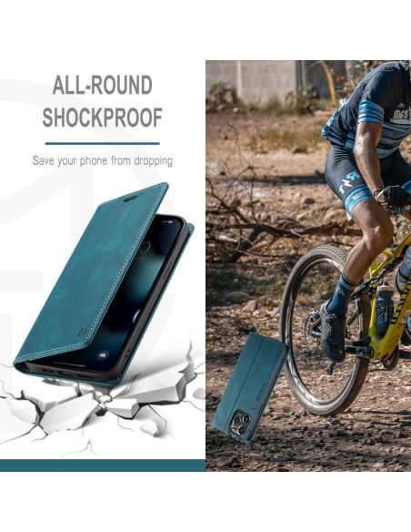 Cover iPhone 13 Pro PU Leather Flip Blu | Melacompro