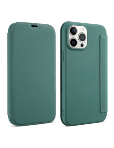 Cover iPhone 13 Pro Max Pelle PU con Supporto Deep Verde