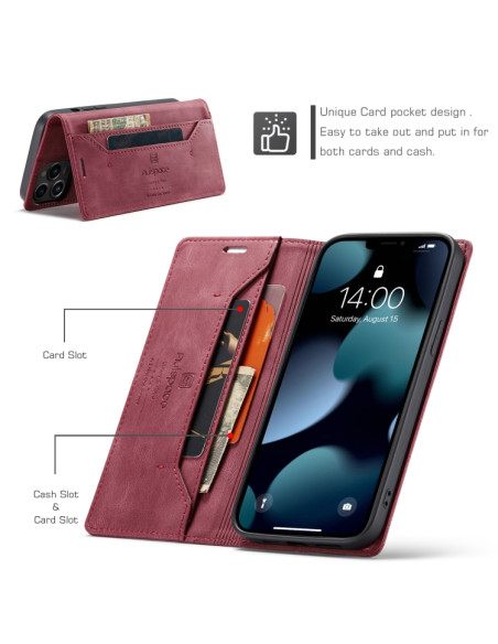 Cover iPhone 13 Pro PU Leather Flip Wine Rosso | Melacompro