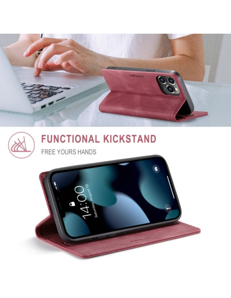 Cover iPhone 13 Pro PU Leather Flip Wine Rosso | Melacompro