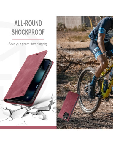 Cover iPhone 13 Pro PU Leather Flip Wine Rosso | Melacompro