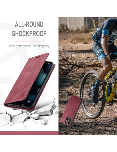 Cover iPhone 13 Pro PU Leather Flip Wine Rosso | Melacompro