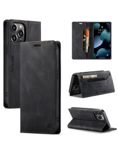 Cover iPhone 13 Pro PU Leather Flip Multicolore Nero