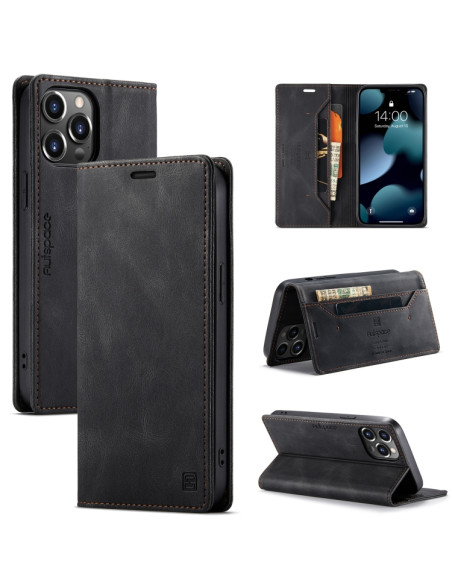 Cover iPhone 13 Pro PU Leather Flip Nero | Melacompro