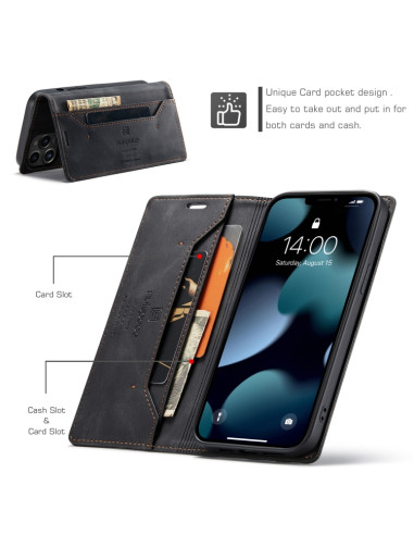 Cover iPhone 13 Pro PU Leather Flip Nero | Melacompro