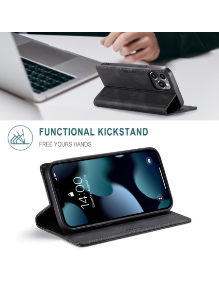 Cover iPhone 13 Pro PU Leather Flip Nero | Melacompro