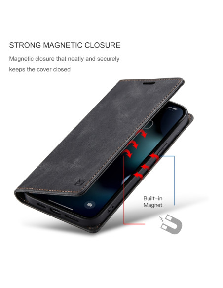 Cover iPhone 13 Pro PU Leather Flip Nero | Melacompro