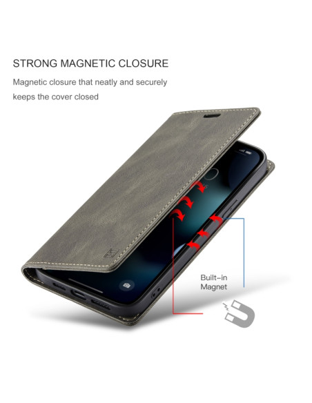 Cover iPhone 13 Pro PU Leather Flip Coffee | Melacompro