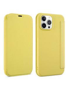 Cover iPhone 13 Pro Max Pelle PU con Supporto Giallo
