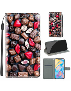 Cover iPhone 13 Pro PU Leather Flip Multicolore C06 Rosso lip chocolate