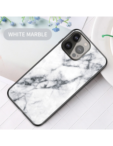 Cover iPhone 13 Pro Max Marmo Nero TPU Bianco | Melacompro