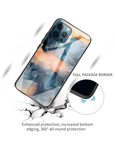 Cover iPhone 13 Pro Max Vetro Marmo Blu Abstract Blu | Melacompro