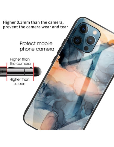 Cover iPhone 13 Pro Max Vetro Marmo Blu Abstract Blu | Melacompro