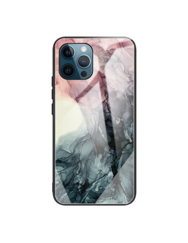 Cover iPhone 13 Pro Max Vetro Marmo Blu Abstract Nero | Melacompro