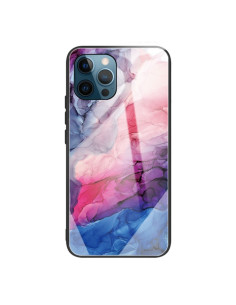 Cover iPhone 13 Pro Max Vetro Marmo Astratto Blu Abstract Rosso