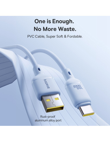 Cavo USB-C Baseus 100W 1m Silky Nero | Melacompro