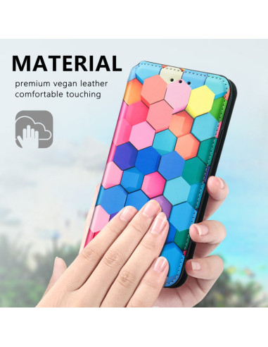 Cover iPhone 13 Pro Pelle Favo Multicolore | Melacompro
