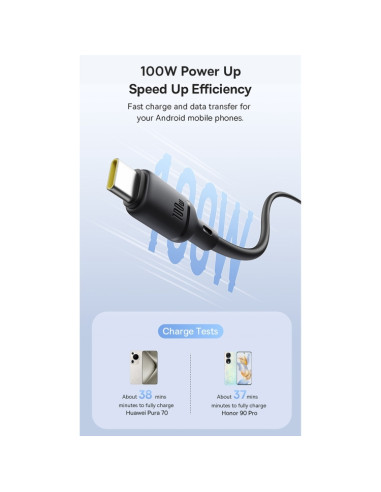 Cavo USB-C Baseus 100W 1m Silky Nero | Melacompro