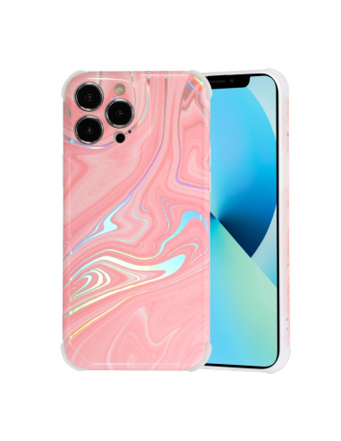 Cover iPhone 13 Pro Max Marmo Nero TPU Rosa | Melacompro