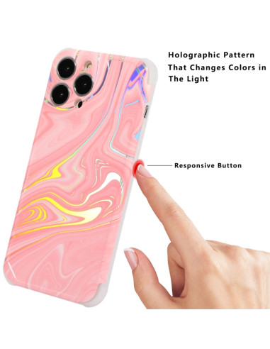 Cover iPhone 13 Pro Max Marmo Nero TPU Rosa | Melacompro