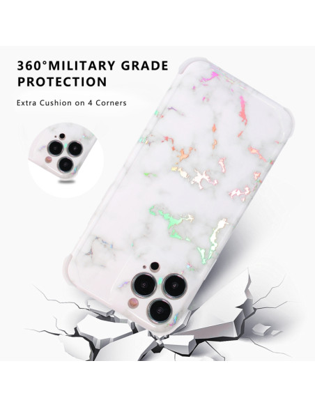 Cover iPhone 13 Pro Max Marmo Nero TPU Bianco | Melacompro