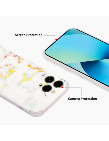 Cover iPhone 13 Pro Max Marmo Nero TPU Bianco | Melacompro