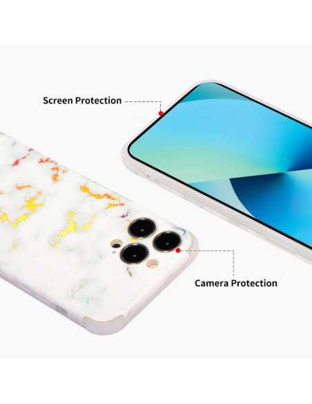 Cover iPhone 13 Pro Max Marmo Nero TPU Bianco | Melacompro