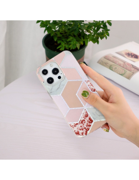 Cover iPhone 13 Pro TPU Rombi Rosa | Melacompro