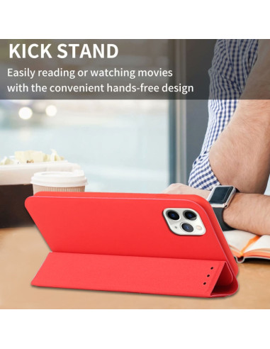 Cover iPhone 13 Pro PU Leather Flip Rosso | Melacompro