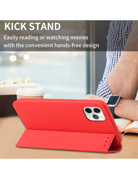 Cover iPhone 13 Pro PU Leather Flip Rosso | Melacompro