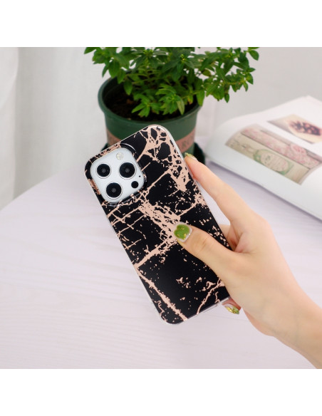 Cover iPhone 13 Pro TPU Giallo Frosted Nero Oro | Melacompro