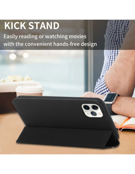 Cover iPhone 13 Pro PU Leather Flip Nero | Melacompro