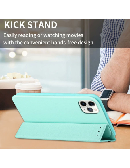 Cover iPhone 13 Pro PU Leather Flip Menta Verde | Melacompro