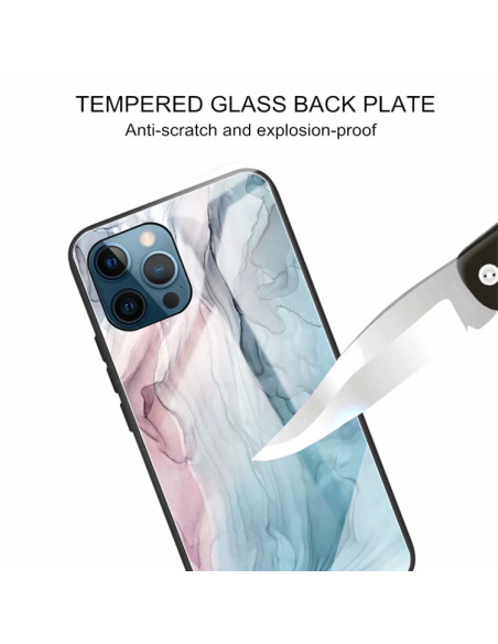 Cover iPhone 13 Pro Vetro Marmo Rosso Abstract Grigio | Melacompro