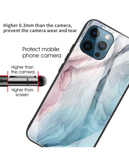 Cover iPhone 13 Pro Vetro Marmo Rosso Abstract Grigio | Melacompro