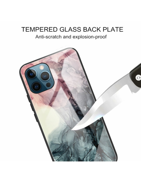 Cover iPhone 13 Pro Vetro Marmo Rosso Abstract Nero | Melacompro