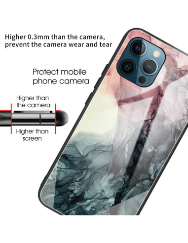 Cover iPhone 13 Pro Vetro Marmo Rosso Abstract Nero | Melacompro