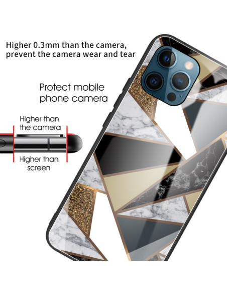 Cover iPhone 13 Pro Vetro Marmo Dorato | Melacompro