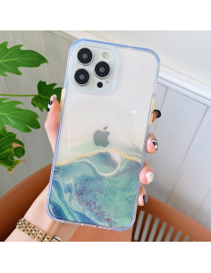 Cover iPhone 13 Pro TPU Antiurto Glitterato Oro Rosa Verde