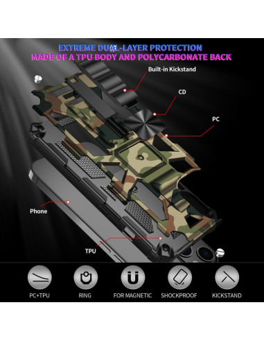 Cover iPhone 13 Pro TPU Antiurto Glitter Army Verde | Melacompro