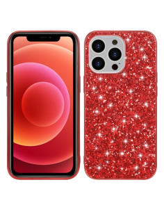Cover iPhone 13 Pro TPU Antiurto Glitterato Oro Rosa Rosso