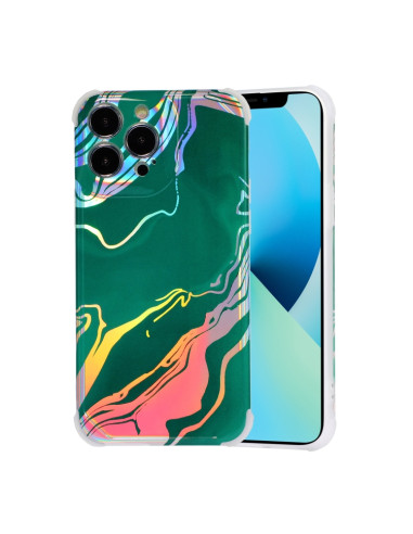 Cover iPhone 13 Pro Max Marmo Nero TPU Verde | Melacompro