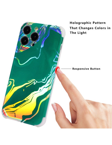 Cover iPhone 13 Pro Max Marmo Nero TPU Verde | Melacompro
