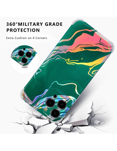 Cover iPhone 13 Pro Max Marmo Nero TPU Verde | Melacompro