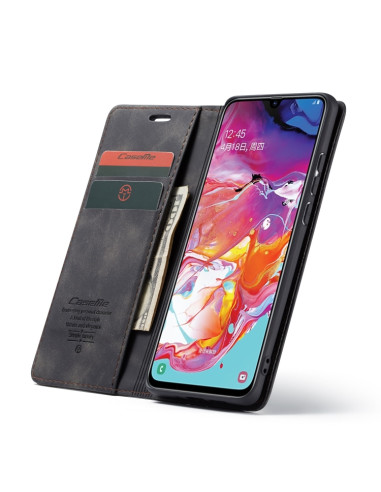 Cover Galaxy A70 Pelle Portafoglio Nero | Melacompro