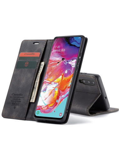 Cover Galaxy A70 Pelle Portafoglio Nero | Melacompro