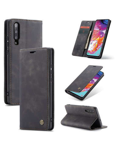 Cover Galaxy A70 Pelle Portafoglio Nero | Melacompro