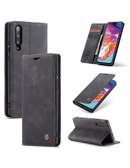Cover Galaxy A70 Pelle Portafoglio Nero | Melacompro