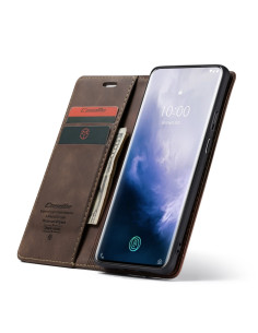 Cover OnePlus 7 Pro Pelle Flip Portafoglio Coffee