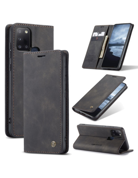 Cover Galaxy A21S Pelle Portafoglio Nero | Melacompro